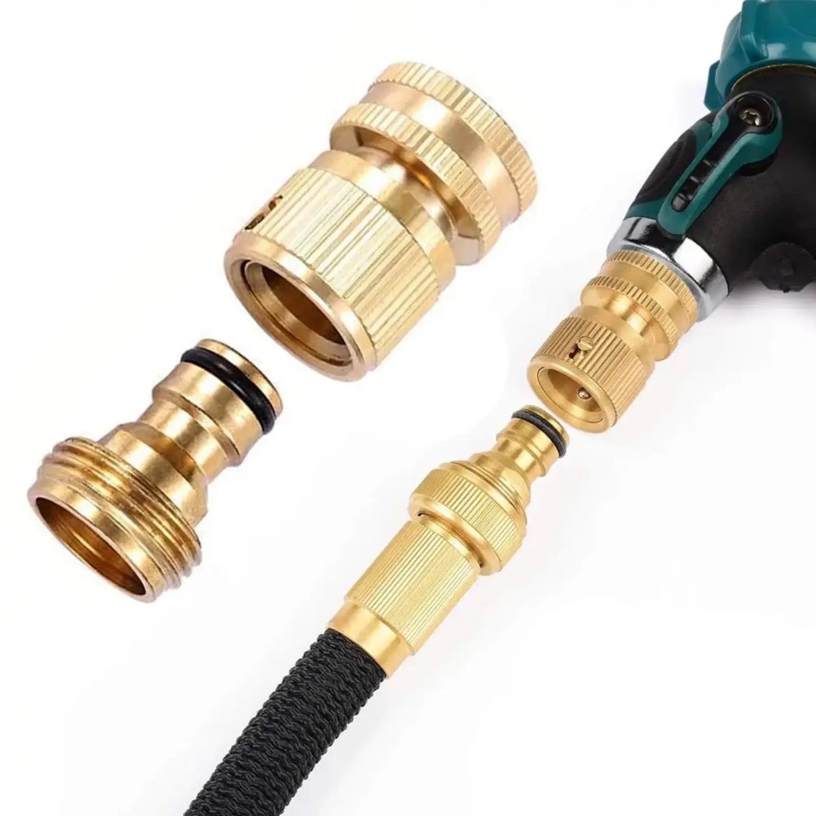 Garden Hose Quick Connector, Solid Brass GHT Thread Fitting